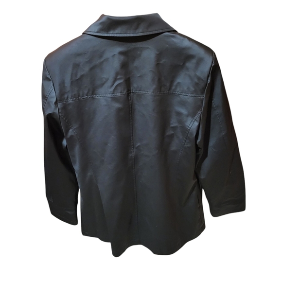 Giacca Gallery Black Button Up Rain Spring Lightweight Jacket Size Large - Picture 2 of 6